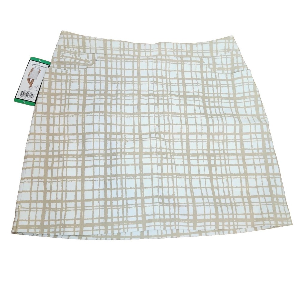 NEW Hilary Radley Skort Womens XL Tan & White Slimming Super Stretch Skirt NWT